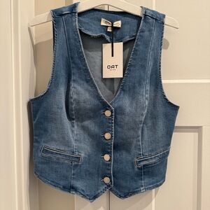 Oat New York Denim Vest in Medium Blue